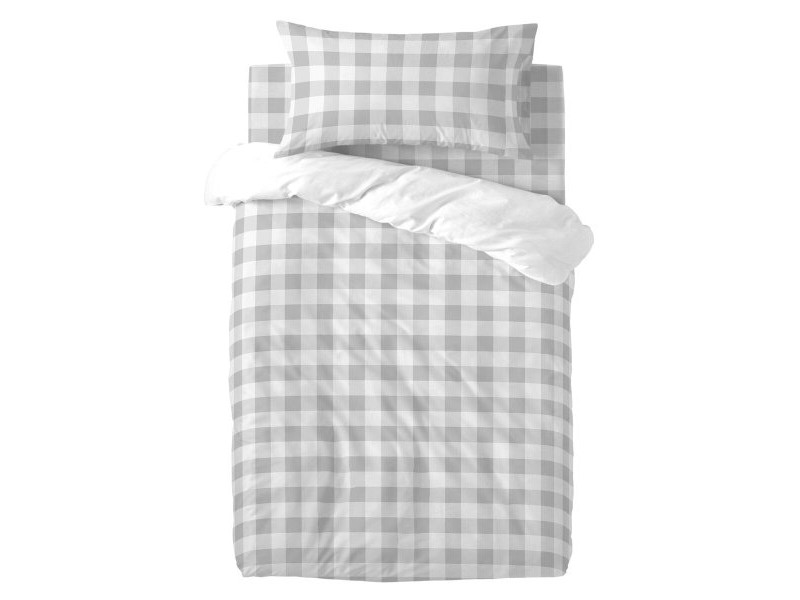 Комплект покривка за завивка HappyFriday Basic Kids Сив Бебешко Креватче Гингам 2 Части