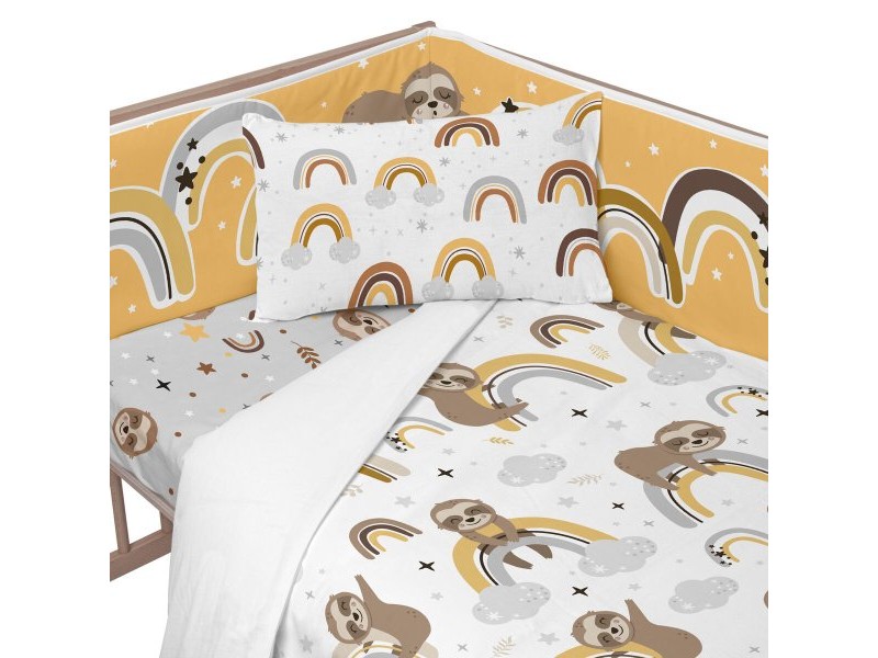 Протектор за ясла HappyFriday Moshi Moshi Sleepy sloth Многоцветен 210 x 40 cm