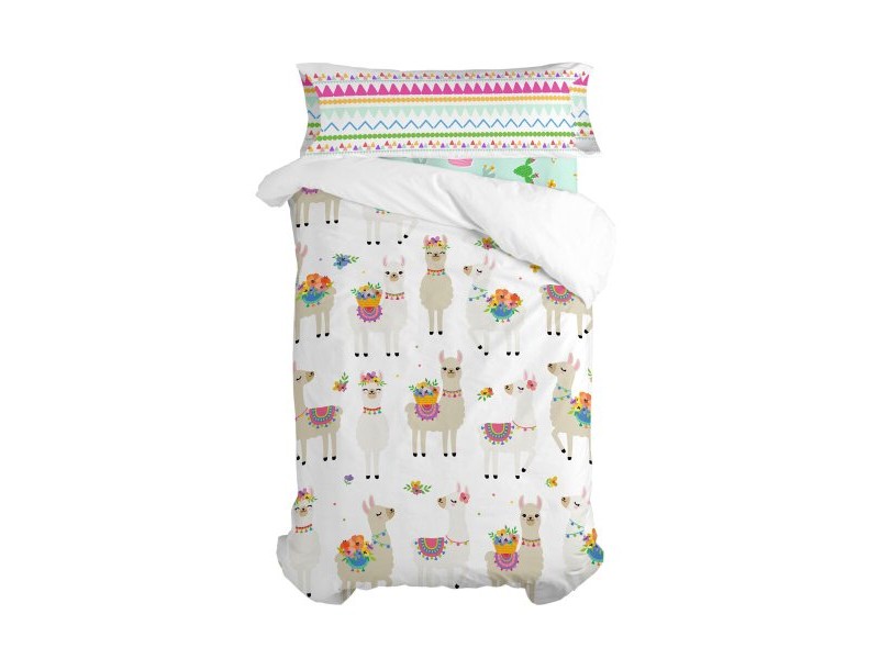 Комплект покривка за завивка HappyFriday Moshi Moshi Cute Llamas Многоцветен 2 Части