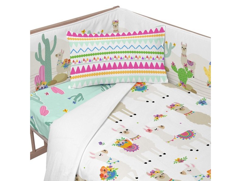 Протектор за ясла HappyFriday Moshi Moshi Cute llamas Многоцветен 210 x 40 cm