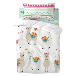 Комплект покривка за завивка HappyFriday Moshi Moshi Cute Llamas Многоцветен Бебешко Креватче 2 Части