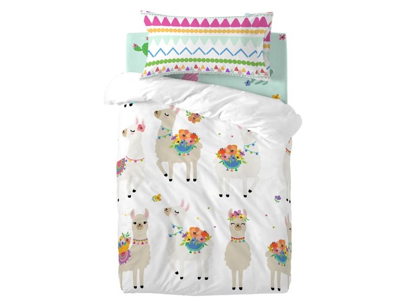 Комплект покривка за завивка HappyFriday Moshi Moshi Cute Llamas Многоцветен Бебешко Креватче 2 Части