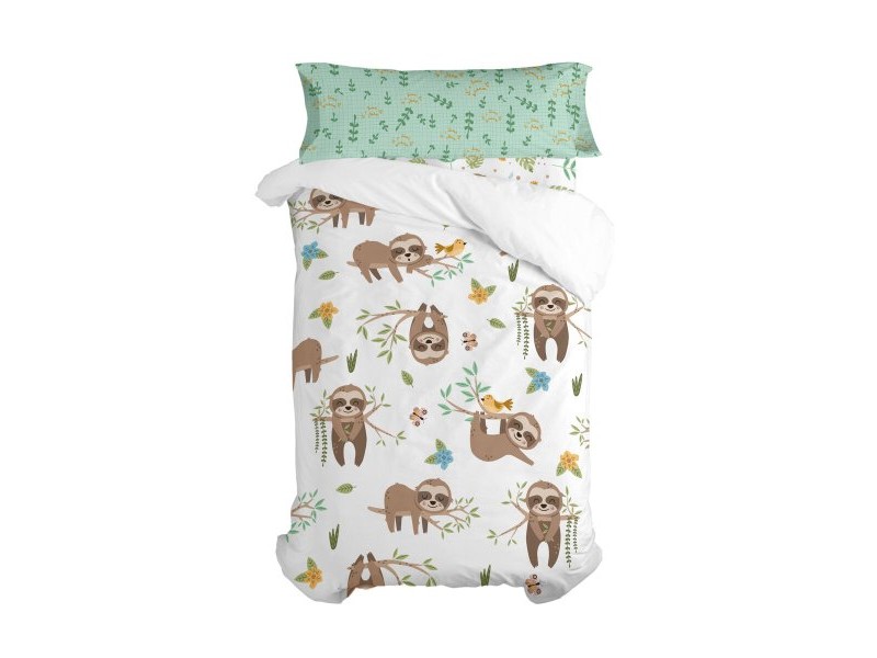 Комплект покривка за завивка HappyFriday Moshi Moshi Happy Sloth Многоцветен 105 легло 2 Части