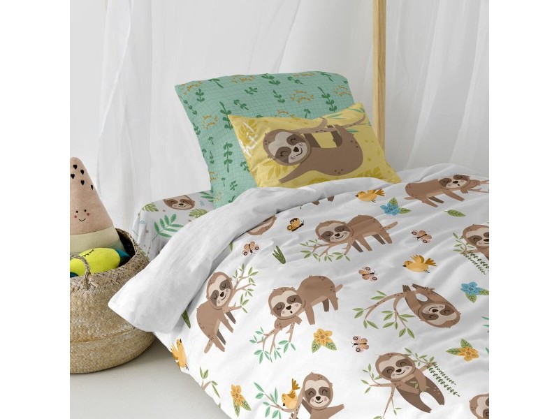 Комплект покривка за завивка HappyFriday Moshi Moshi Happy Sloth Многоцветен 80 легло 2 Части Комплект покривка за завивка HappyFriday Moshi Moshi Happy Sloth Многоцветен 80 легло 2 Части
