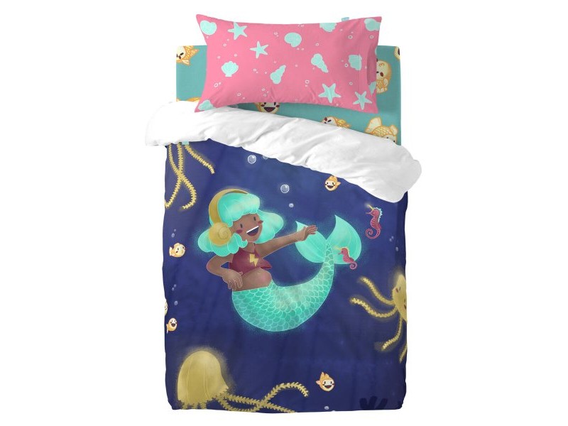 Комплект покривка за завивка HappyFriday Mr Fox Happy mermaid Многоцветен Бебешко Креватче 2 Части