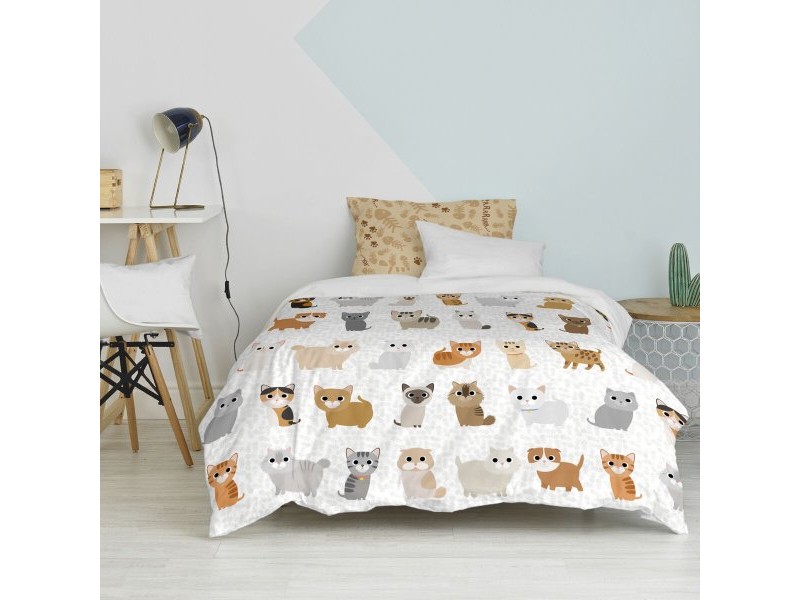 Комплект покривка за завивка HappyFriday Mr Fox Cats Многоцветен 80 легло 2 Части