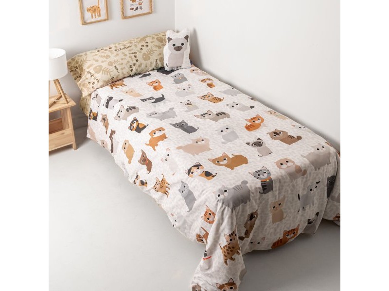 Комплект покривка за завивка HappyFriday Mr Fox Cats Многоцветен 80/90 легло 2 Части Комплект покривка за завивка HappyFriday Mr Fox Cats Многоцветен 80/90 легло 2 Части