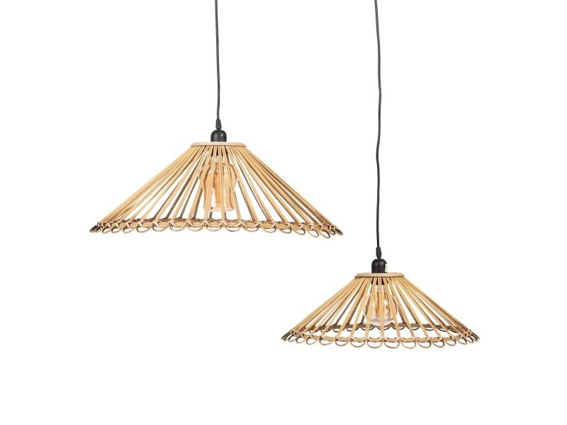 Полилей 57 x 57 x 20,5 cm Естествен Бамбук 220 V 240 V 60 W (2 броя)