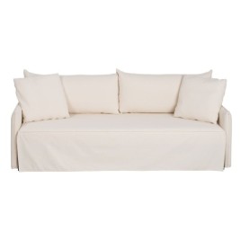 Разтегателен диван 200 x 94 x 86 cm Синтетичен плат Сметана