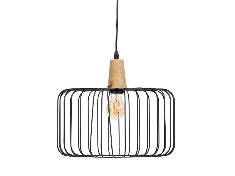 Полилей Черен Естествен Дървен Желязо 220-240 V 35 x 35 cm