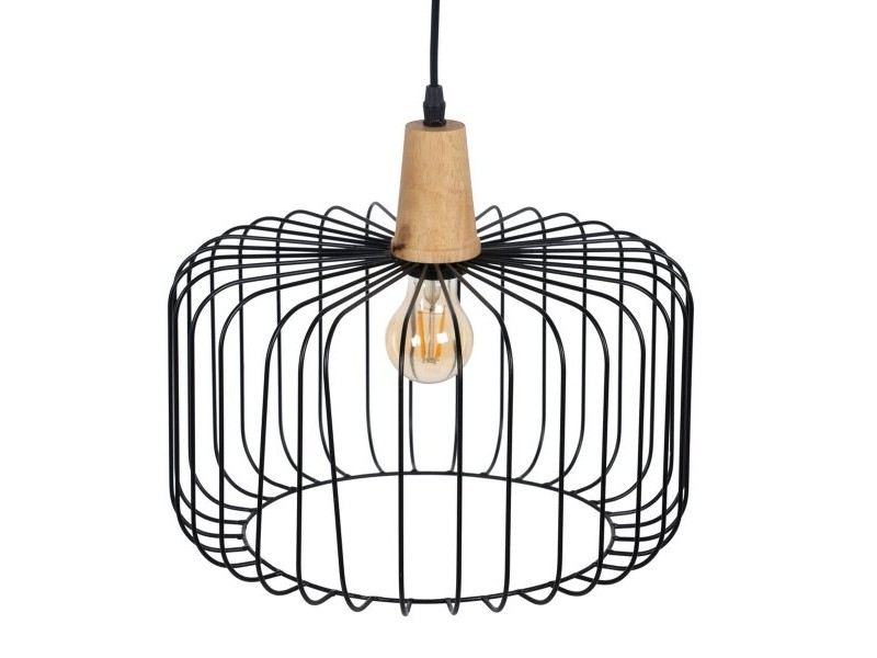 Полилей Черен Естествен Дървен Желязо 220-240 V 35 x 35 cm