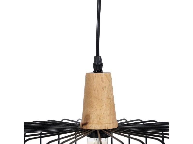 Полилей Черен Естествен Дървен Желязо 220-240 V 35 x 35 cm