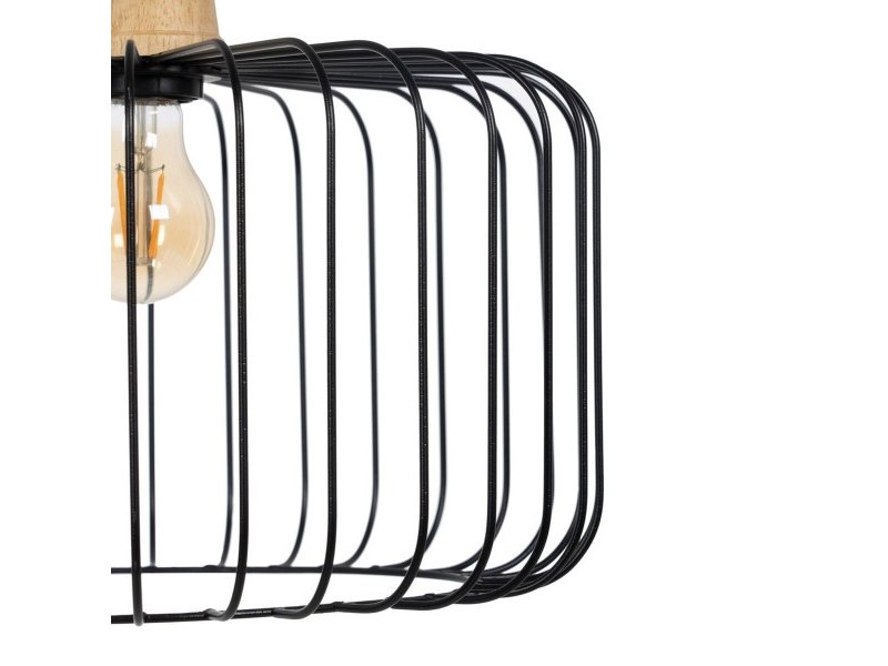 Полилей Черен Естествен Дървен Желязо 220-240 V 35 x 35 cm