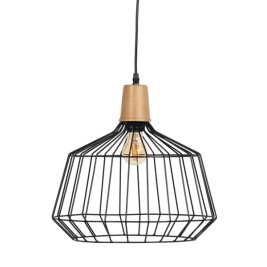 Полилей Черен Естествен Дървен Желязо 220-240 V 36 x 36 cm