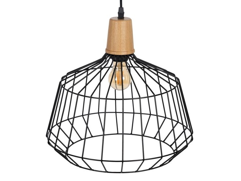 Полилей Черен Естествен Дървен Желязо 220-240 V 36 x 36 cm