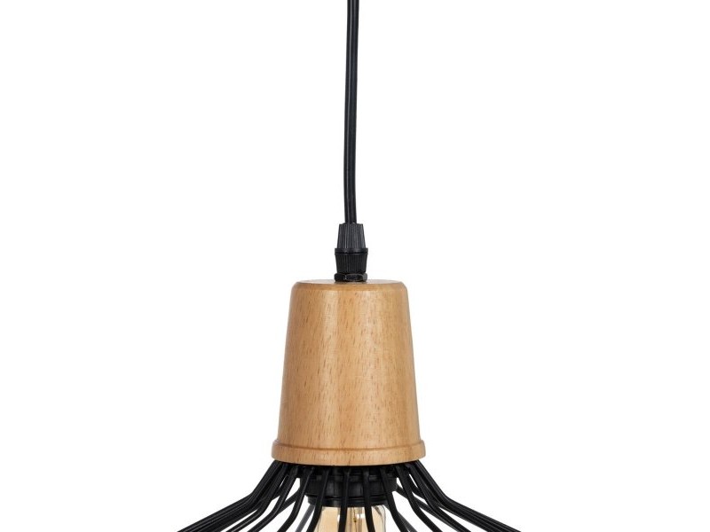 Полилей Черен Естествен Дървен Желязо 220-240 V 36 x 36 cm