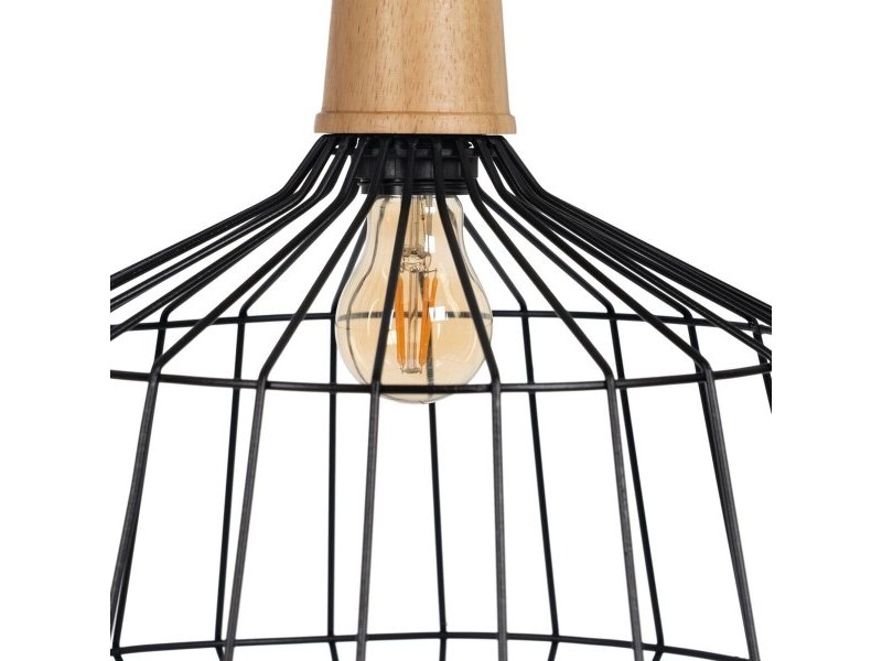 Полилей Черен Естествен Дървен Желязо 220-240 V 36 x 36 cm