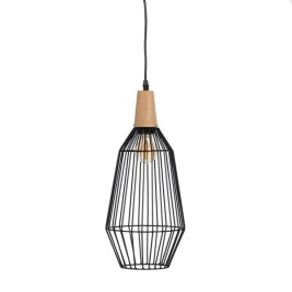 Полилей Черен Естествен Дървен Желязо 220-240 V 20 x 19,5 cm