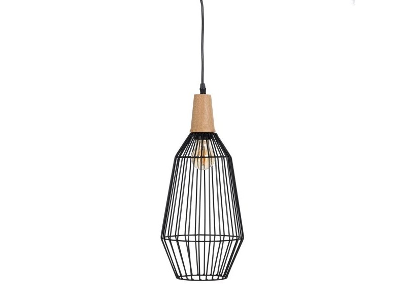 Полилей Черен Естествен Дървен Желязо 220-240 V 20 x 19,5 cm