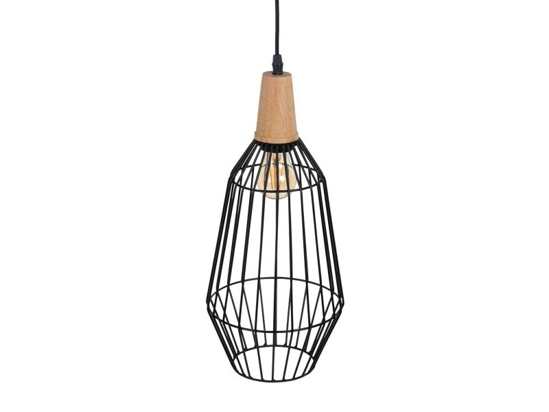 Полилей Черен Естествен Дървен Желязо 220-240 V 20 x 19,5 cm