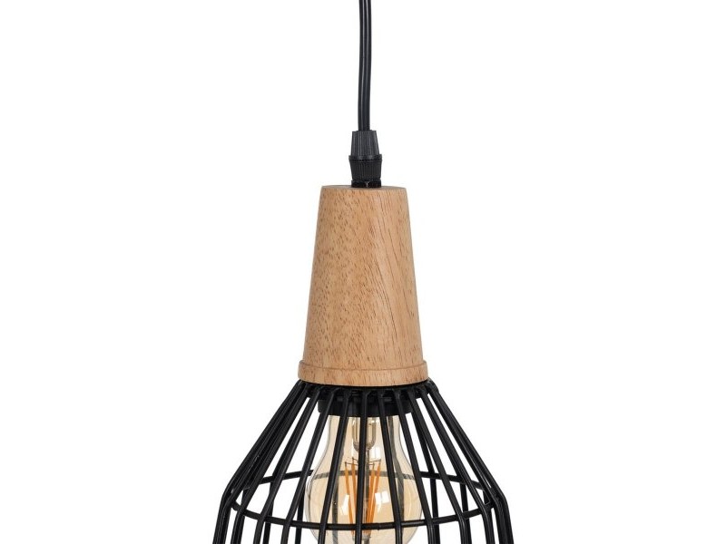 Полилей Черен Естествен Дървен Желязо 220-240 V 20 x 19,5 cm