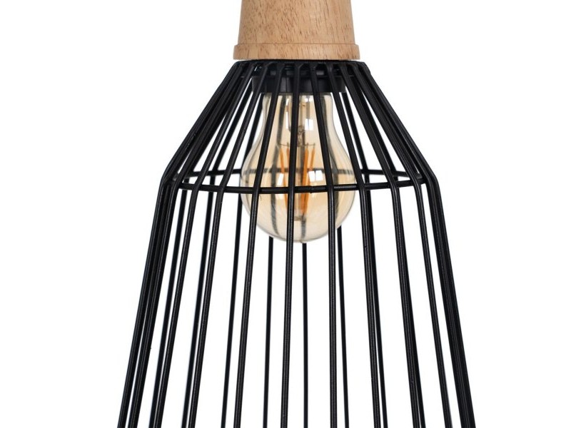 Полилей Черен Естествен Дървен Желязо 220-240 V 20 x 19,5 cm