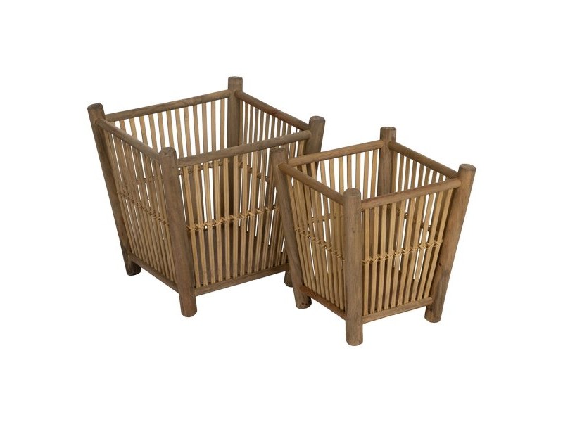 Комплект саксии Естествен Бамбук 32,5 x 32,5 x 34 cm (2 броя)