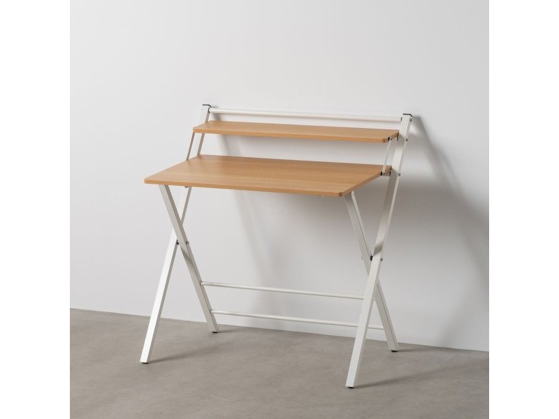 Бюро Бял Естествен Желязо Дървен MDF 87 x 56 x 87 cm Бюро Бял Естествен Желязо Дървен MDF 87 x 56 x 87 cm