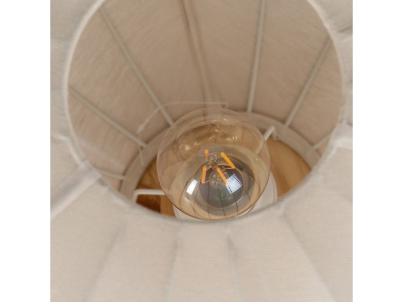 Настолна лампа Бежов Естествен Памук Дървен Метал 60 W 220-240 V 40 x 40 x 28,5 cm Настолна лампа Бежов Естествен Памук Дървен Метал 60 W 220-240 V 40 x 40 x 28,5 cm