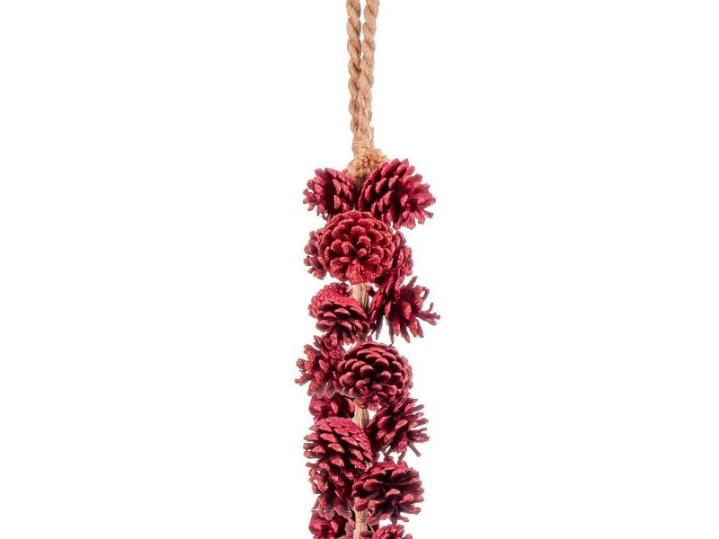 Коледна Украса Червен Ананаси 110 cm