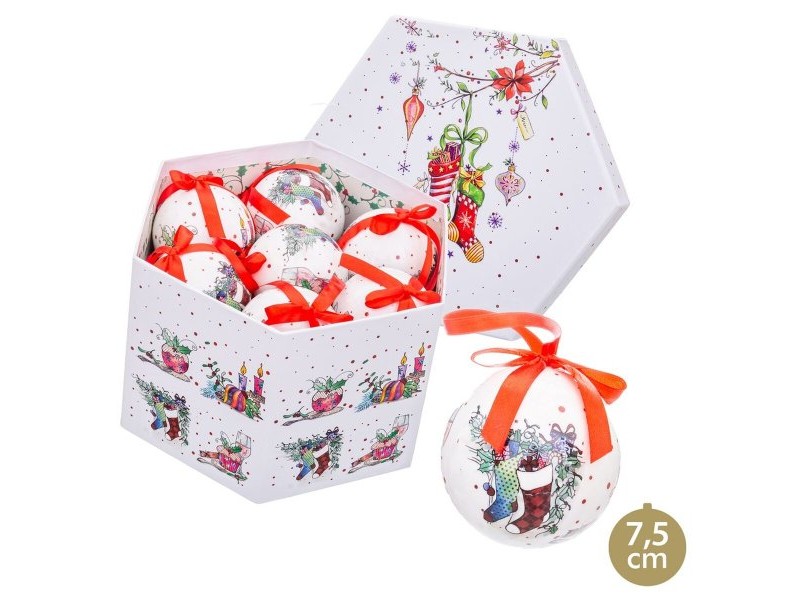 Коледни топки Многоцветен хартия Polyfoam Ø 7,5 cm 21,5 X 25 X 16 CM (14 броя)
