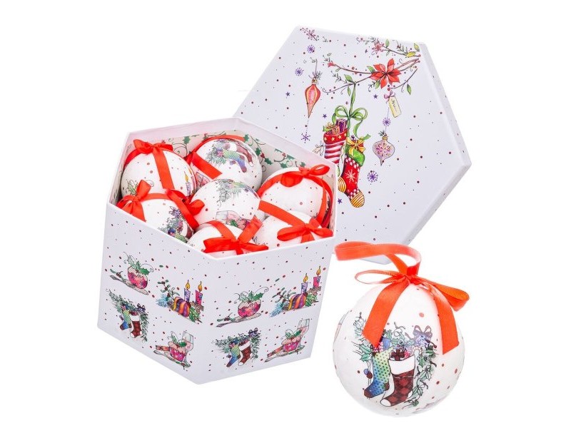 Коледни топки Многоцветен хартия Polyfoam Ø 7,5 cm 21,5 X 25 X 16 CM (14 броя)