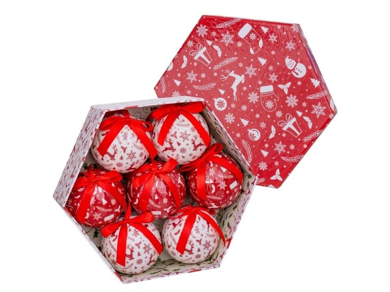 Коледни топки Бял Червен хартия Polyfoam Снежен човек 7,5 x 7,5 x 7,5 cm (7 броя)