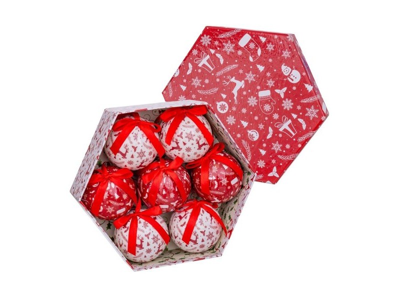 Коледни топки Бял Червен хартия Polyfoam Снежен човек 7,5 x 7,5 x 7,5 cm (7 броя)