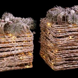 Коледна Украса Естествен Метал Пластмаса влакно Подаръчна кутия 25 x 25 x 36 cm (3 броя)