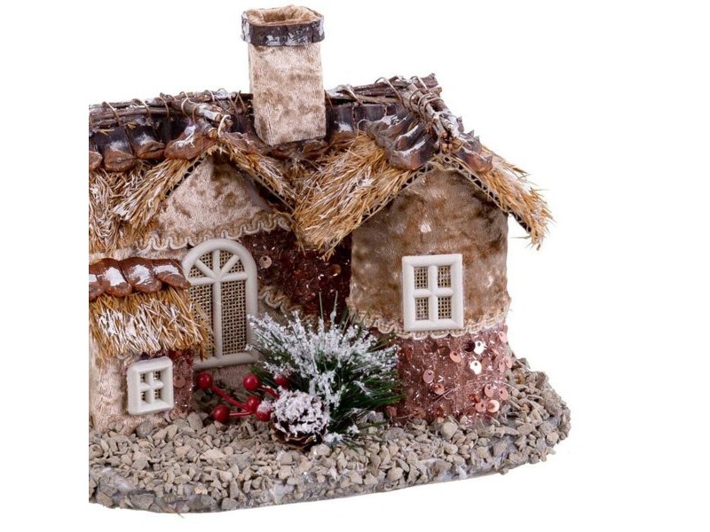 Коледна Украса Многоцветен Естествен Polyfoam Къща 18 x 22 x 15 cm