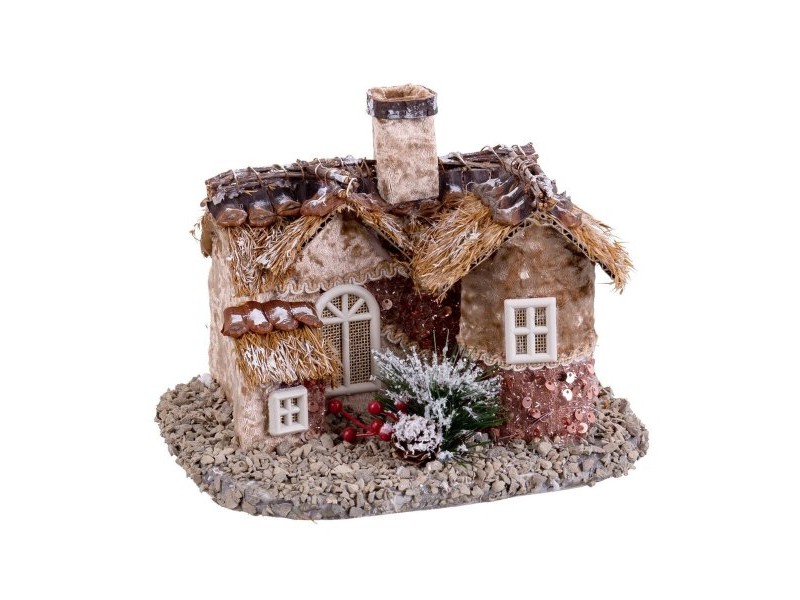 Коледна Украса Многоцветен Естествен Polyfoam Къща 18 x 22 x 15 cm