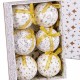 Коледни топки Бял Златен хартия Polyfoam 7,5 x 7,5 x 7,5 cm (6 броя)