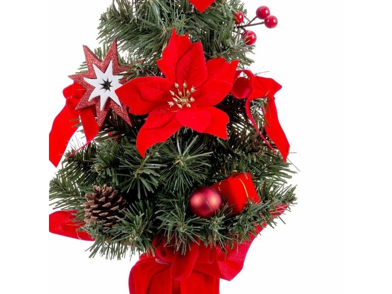 Коледна Украса Червен Зелен Пластмаса Състав Коледно дърво 60 cm