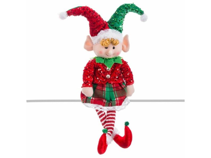 Коледна Украса Червен Зелен Елф 30 x 8 x 56 cm