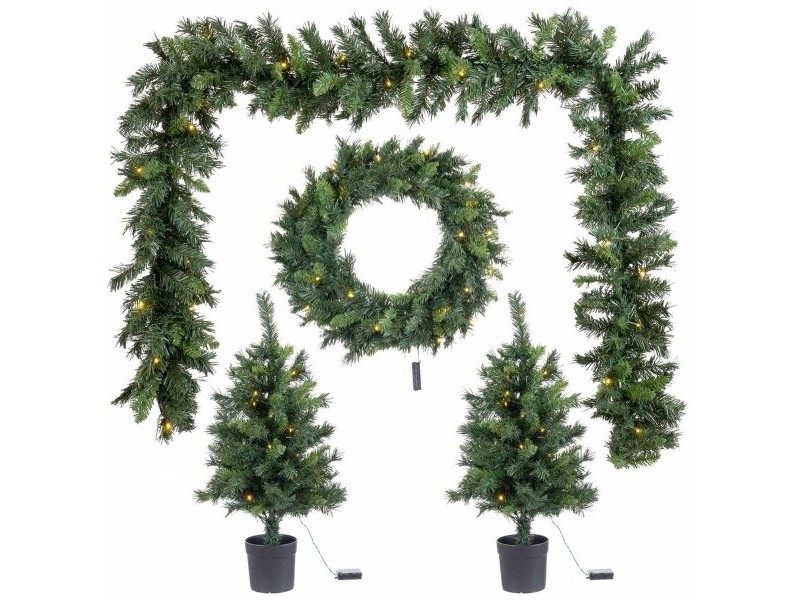 Коледно дърво Зелен PVC 80 x 50 x 18 cm (4 броя)