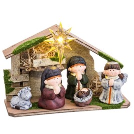 Рождествена Коледна Сцена Многоцветен Керамика Дървен MDF 22,5 x 8,5 x 16,5 cm (5 Части)