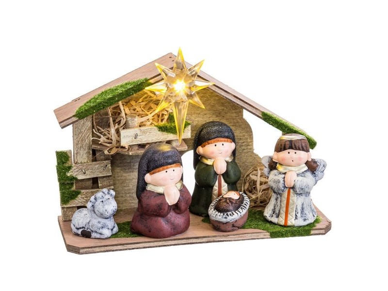 Рождествена Коледна Сцена Многоцветен Керамика Дървен MDF 22,5 x 8,5 x 16,5 cm (5 Части)