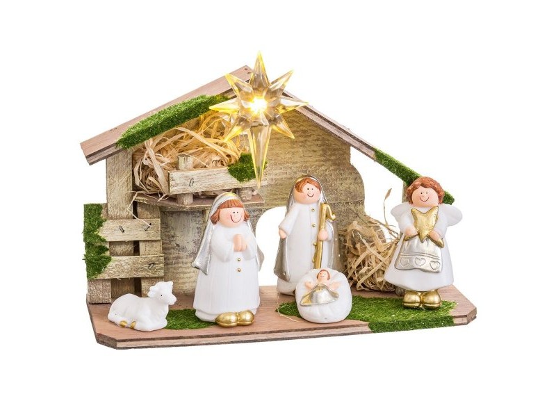 Рождествена Коледна Сцена Многоцветен полиетилен Дървен MDF 22,5 x 8,5 x 16,5 cm (5 Части)