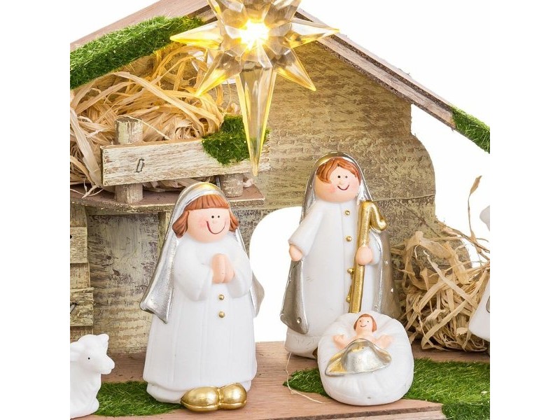 Рождествена Коледна Сцена Многоцветен полиетилен Дървен MDF 22,5 x 8,5 x 16,5 cm (5 Части)