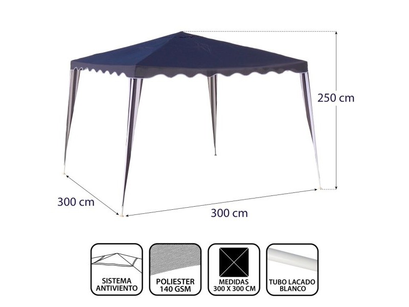 Пергола Gazebo полиестер Стомана 300 x 300 x 245 cm
