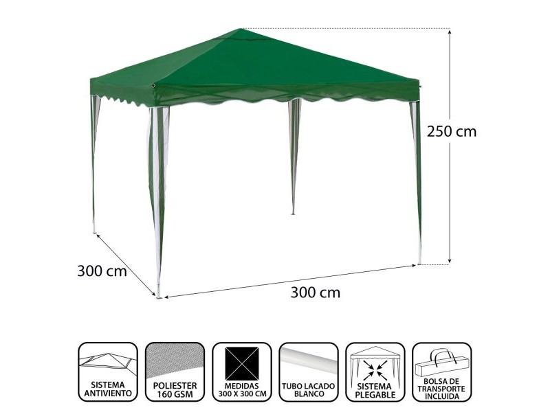 Пергола Gazebo полиестер Стомана 300 x 300 x 250 cm