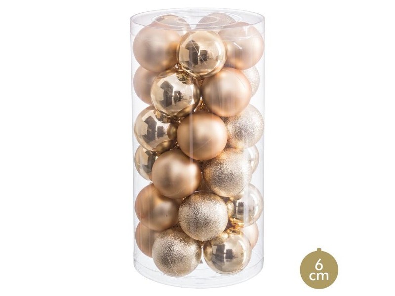 Коледни топки Златен Пластмаса Ø 6 cm (30 броя)