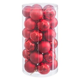 Коледни топки Червен Пластмаса Ø 6 cm (30 броя)