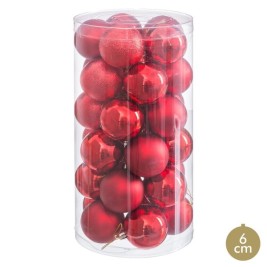 Коледни топки Червен Пластмаса Ø 6 cm (30 броя)